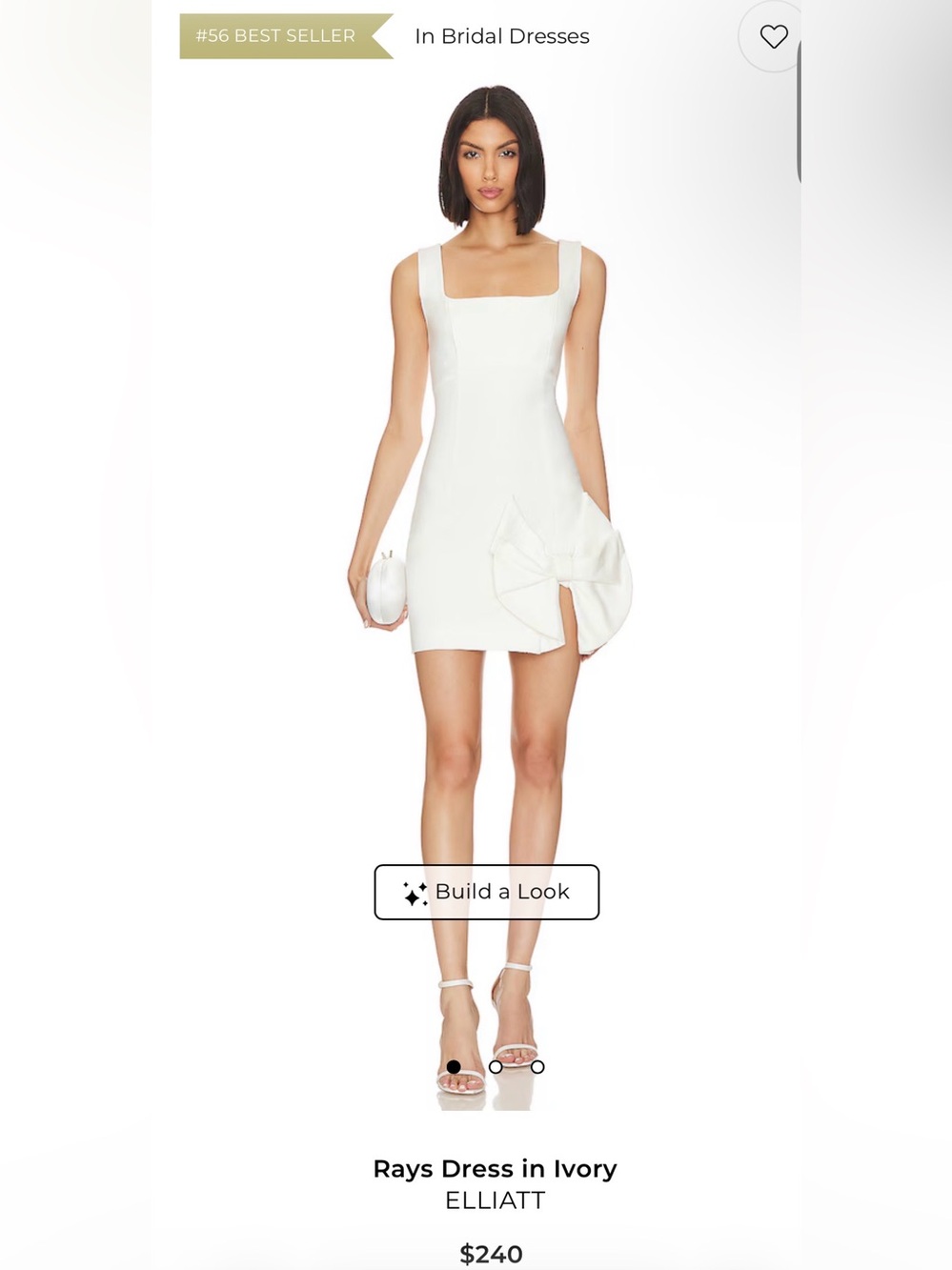 Elliatt Rays Dress 
Ivory Mini Dress with Bow Detail